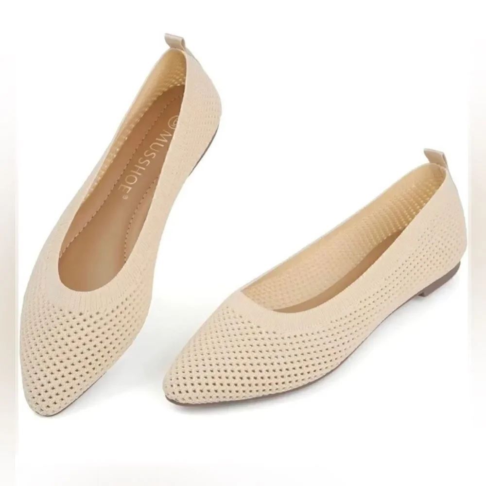 MUSSHOE Comfortable Mesh Women's Flats Knit
Memory Foam Pointed Toe NWT SIZE 8